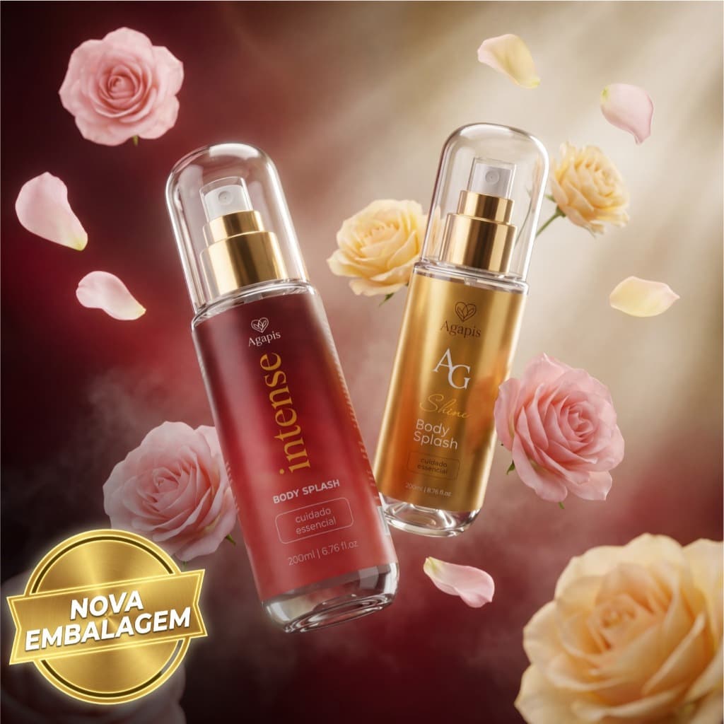 Kit 2 Body Splash Sexy Intense e Shine Agapis Beauty 200ml Fragrância Sedutora Alta Fixação