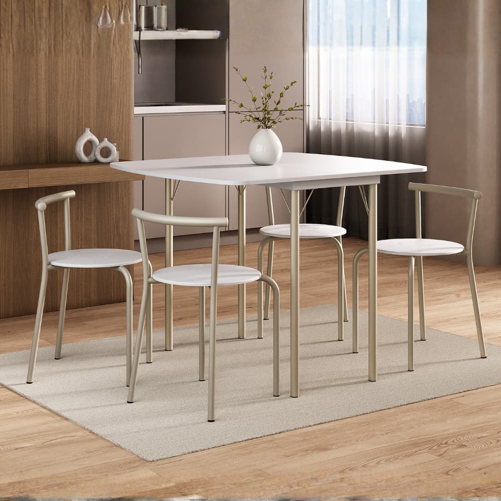 Conjunto Sala de Jantar Palermo com Mesa e 4 Cadeiras Carraro