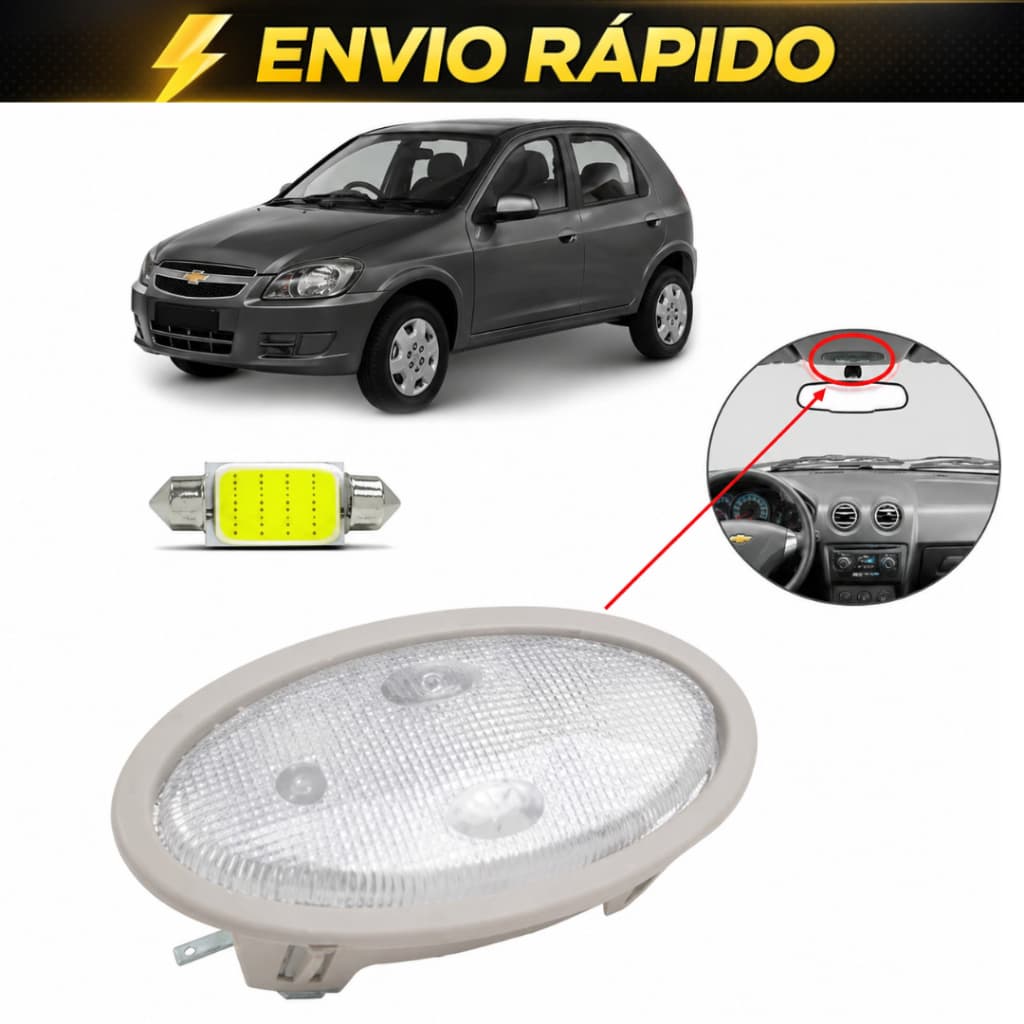 Lanterna Luz de Teto + Lampada Led Chevrolet Celta 2001 á 2014