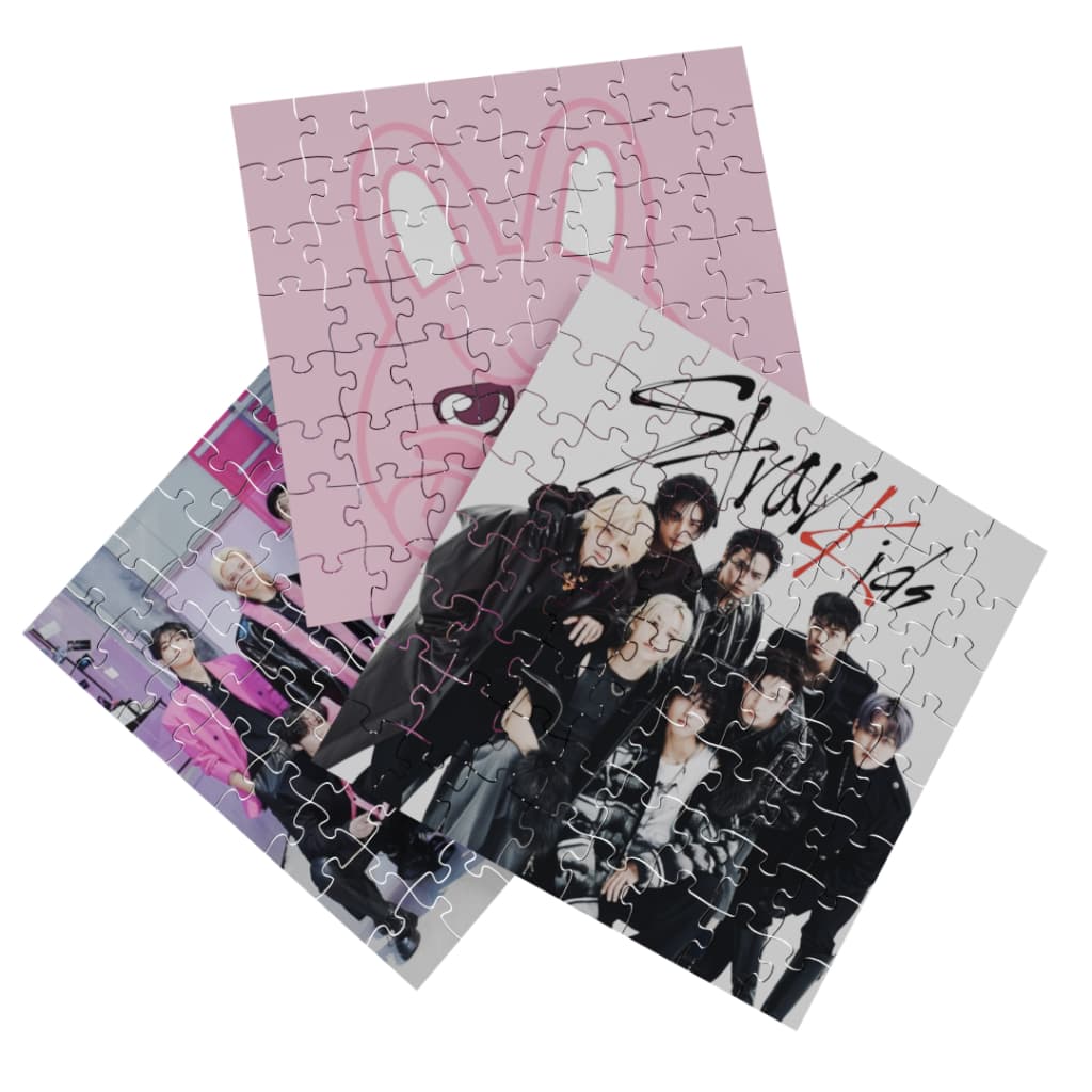 Kit Quebra Cabeça infantil 64 Peças Jogo De Criança KPOP Stray kids SZK Skzoos 22x22cm Brinquedo