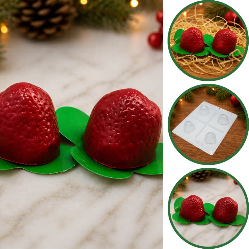 1~5 Forma BWB Com Silicone (3 partes) Para Chocolate Cód. 818 - Trufa Morango 45g. (CHOCO)