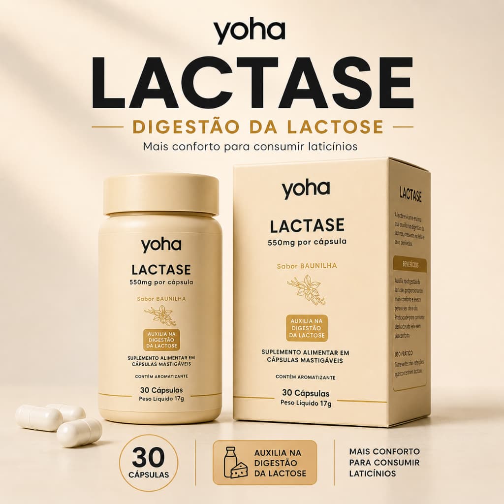 Lactase Yoha 30 Cápsulas Conforto ao Consumir Leite e Derivados Auxilia na Digestão da Lactose by Camila Loures