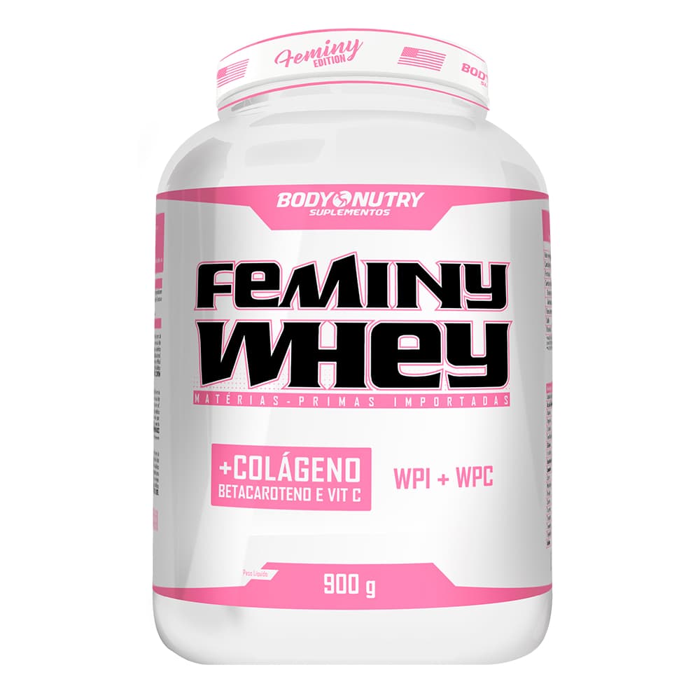 Feminy Whey 900g Energia, Definição, Recuperação Muscular, Cabelos, Unhas e Imunidade - Body Nutry