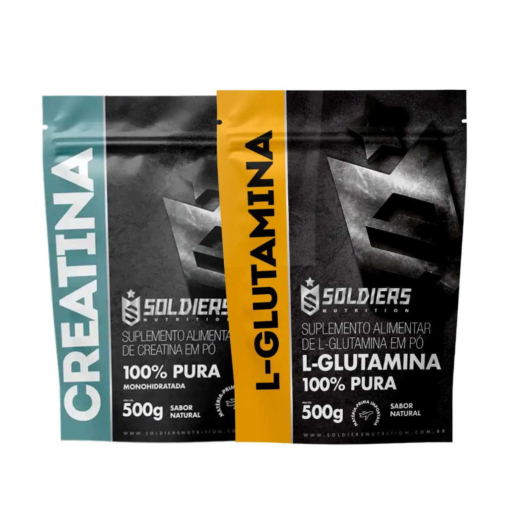 Kit Creatina Monohidratada 500g + Glutamina 500g 100% Pura - Soldiers Nutrition