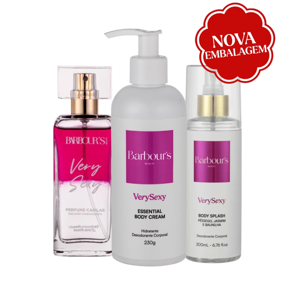 Kit Body Splash Hidratante Corporal Perfume Capilar Very Sexy Barbour's Beauty