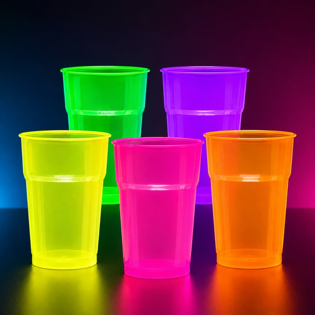 Kit 100~300 Copos Neon 300ml Descartável Para Drink Bebida Festa Aniversário OFF (CHOCO)
