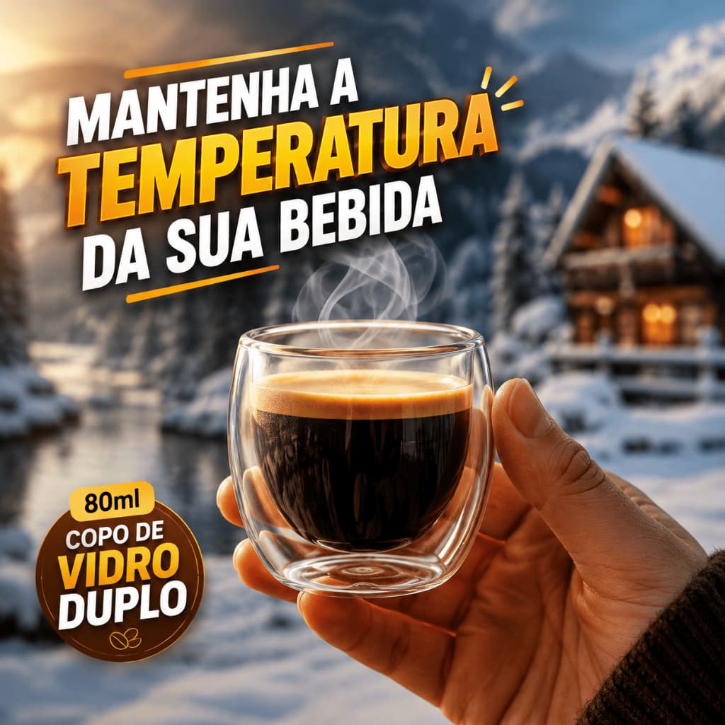 Kit 6/4/2 Copo Parede Dupla de Vidro 80 ml Café Chá Suco Copo Duplo Isolante Termico Quente ou Frio
