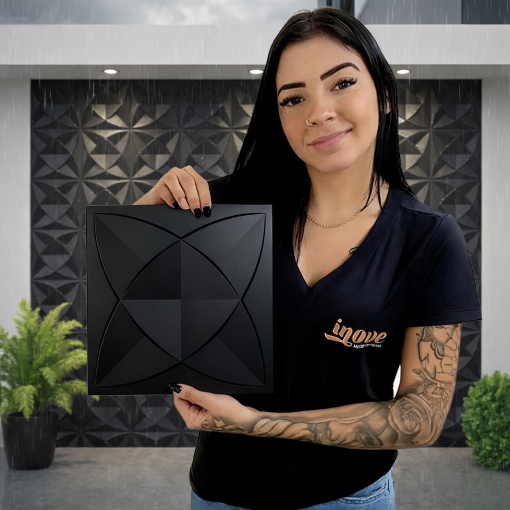 Kit 50 Placas 3D em PVC 25x25 cm para Revestimento Decorativo de Parede