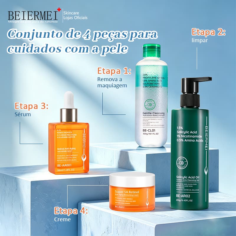 BEIERMEI Kit Retinol Cuidados com a pele antirrugas reafirmantes hidratantes Niacinamida, ácido salicílico