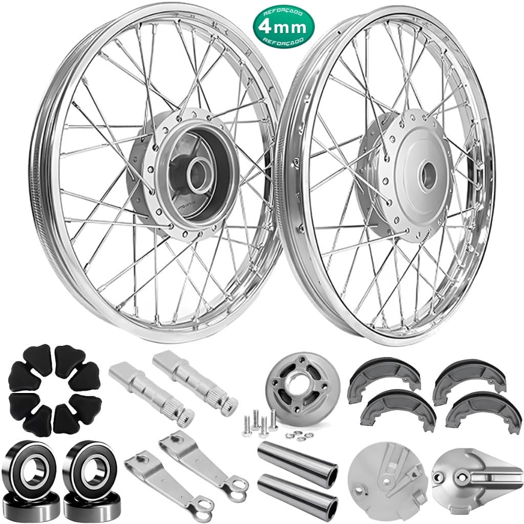 Par Aro Roda Completa Raio 4mm Titan Fan 150 Espelhos Lonas Rolamentos Braços Eixos Flange Bucha