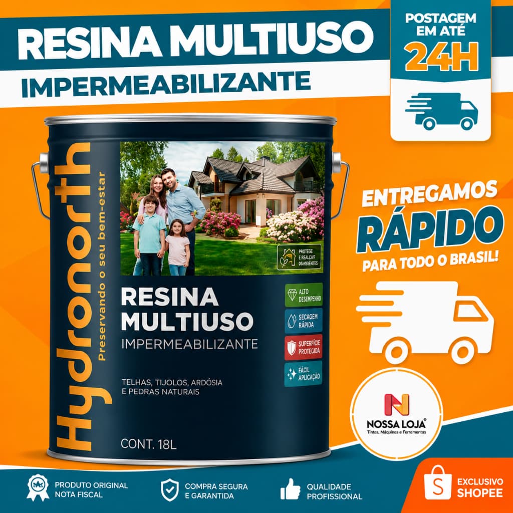 Resina Multiuso Base Solvente Incolor Brilhante 18L Hydronorth