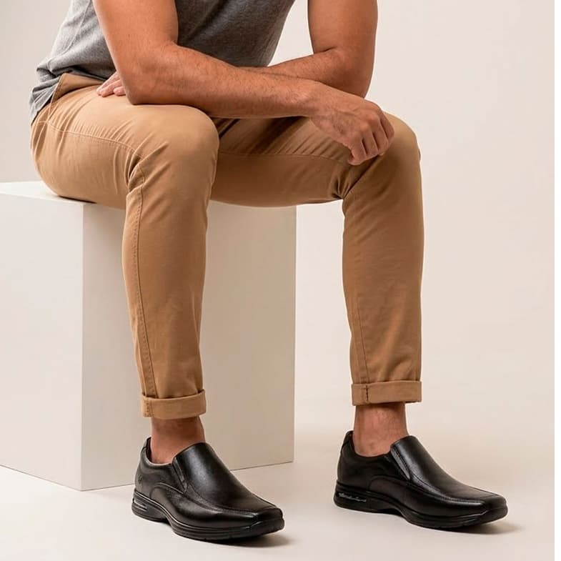 Sapato Social Masculino Democrata Air Spot Couro Sapato Masculino Preto de Couro Oxford Original