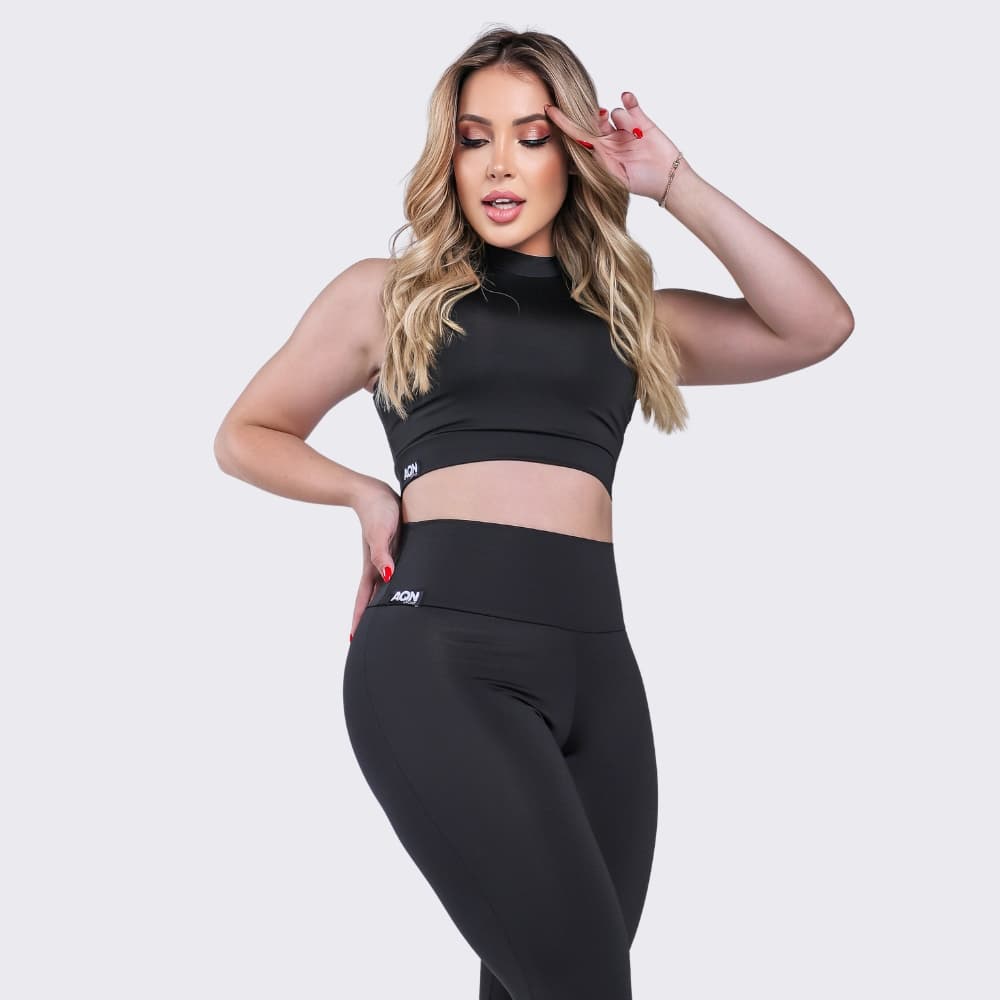 Conjunto Fitness Grace Preto Golinha Fitness Academia Casual Corrida Yoga AQN SPORT