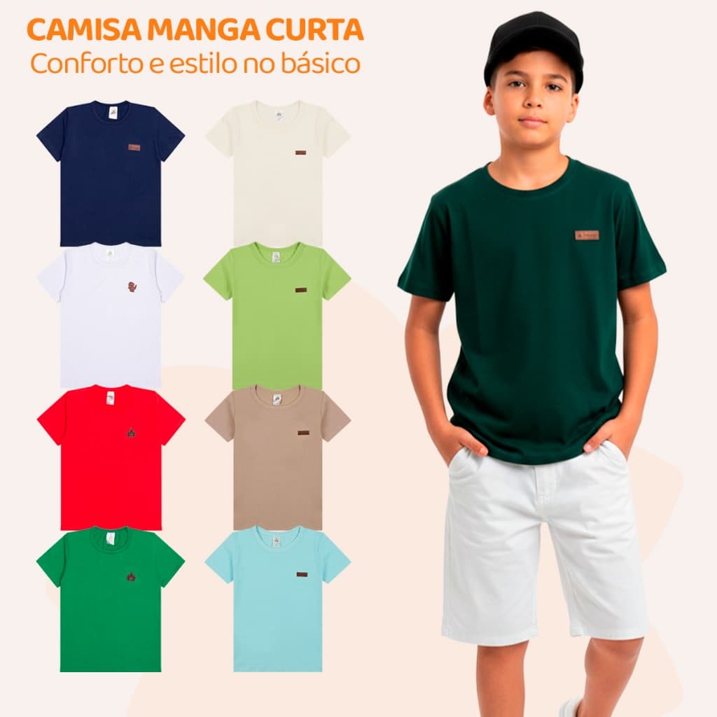 Camiseta Juvenil Menino Básica Lisa Manga Curta Masculino Roupa Blusa Algodão Casual Verão Escolar Camisetas Kids L12