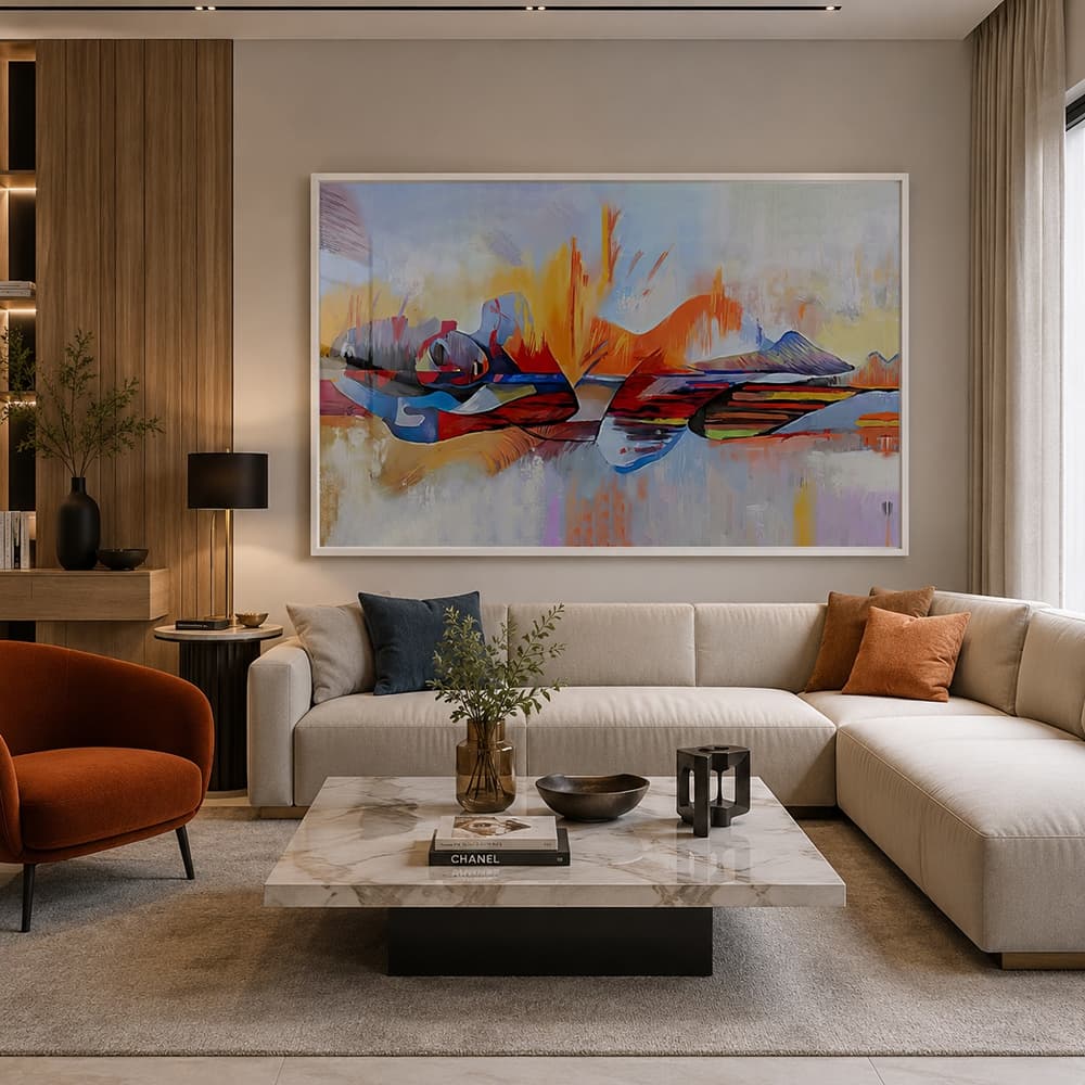 Quadro Decorativo Mulher Abstrata Moderna Colorida Com Moldura Para Sala Quarto Escritório