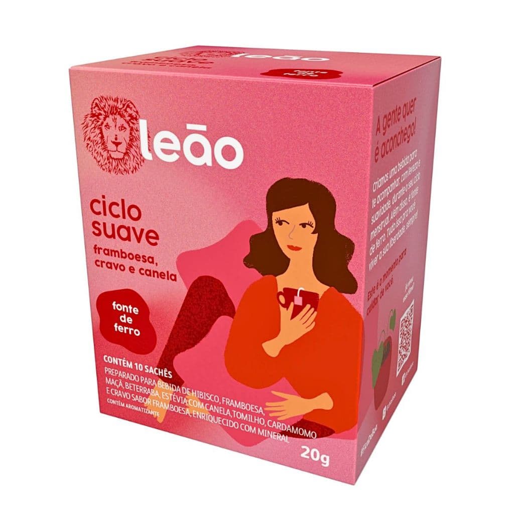 Leâo Fases Ciclo Suave Framboesa, Cravo e Canela 10 Sachês