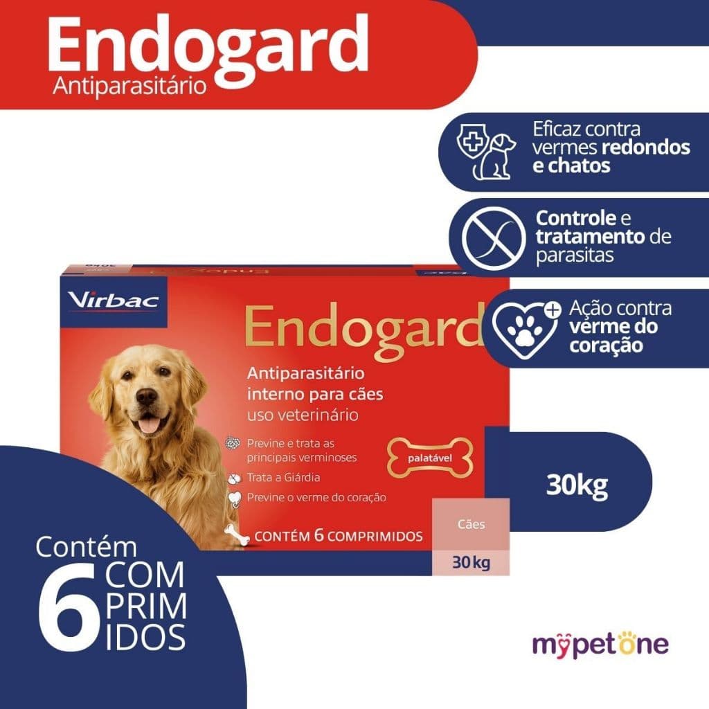 Endogard para Cães até 30 Kg Virbac - 6 Comprimidos