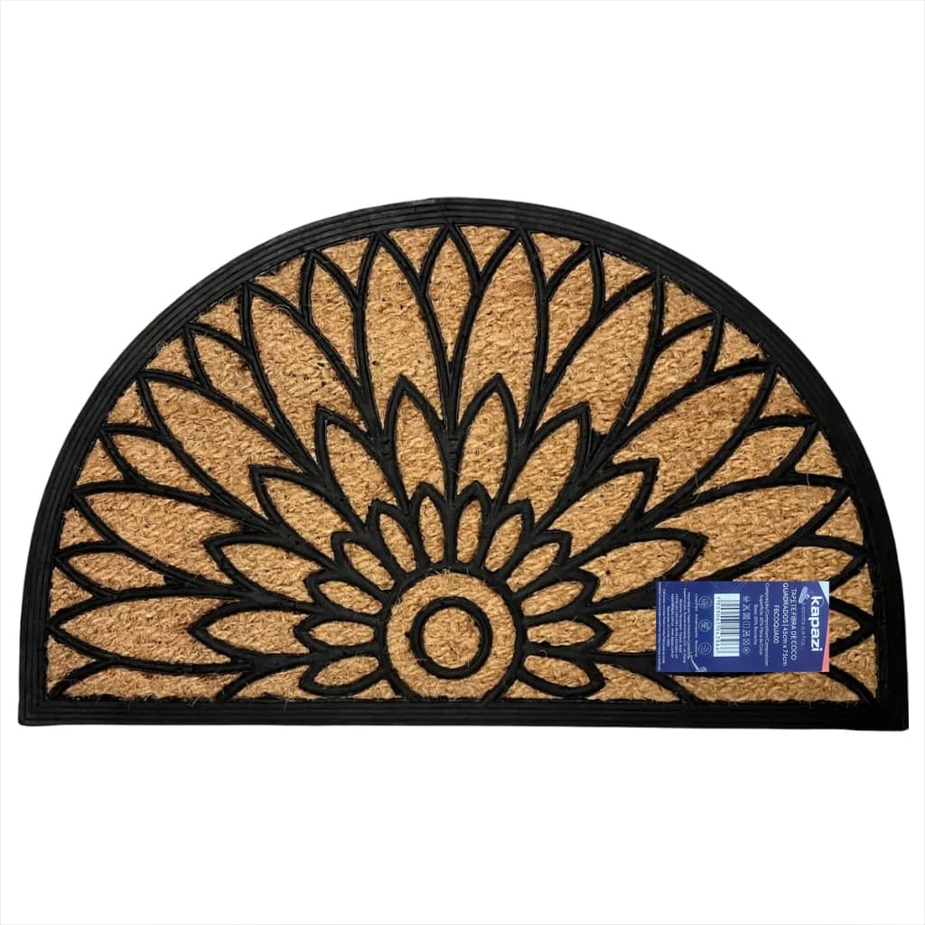 Tapete de Entrada Fibra de Coco Grande Kapazi 45cm x75cm Tapete Moderno Flor de lotus