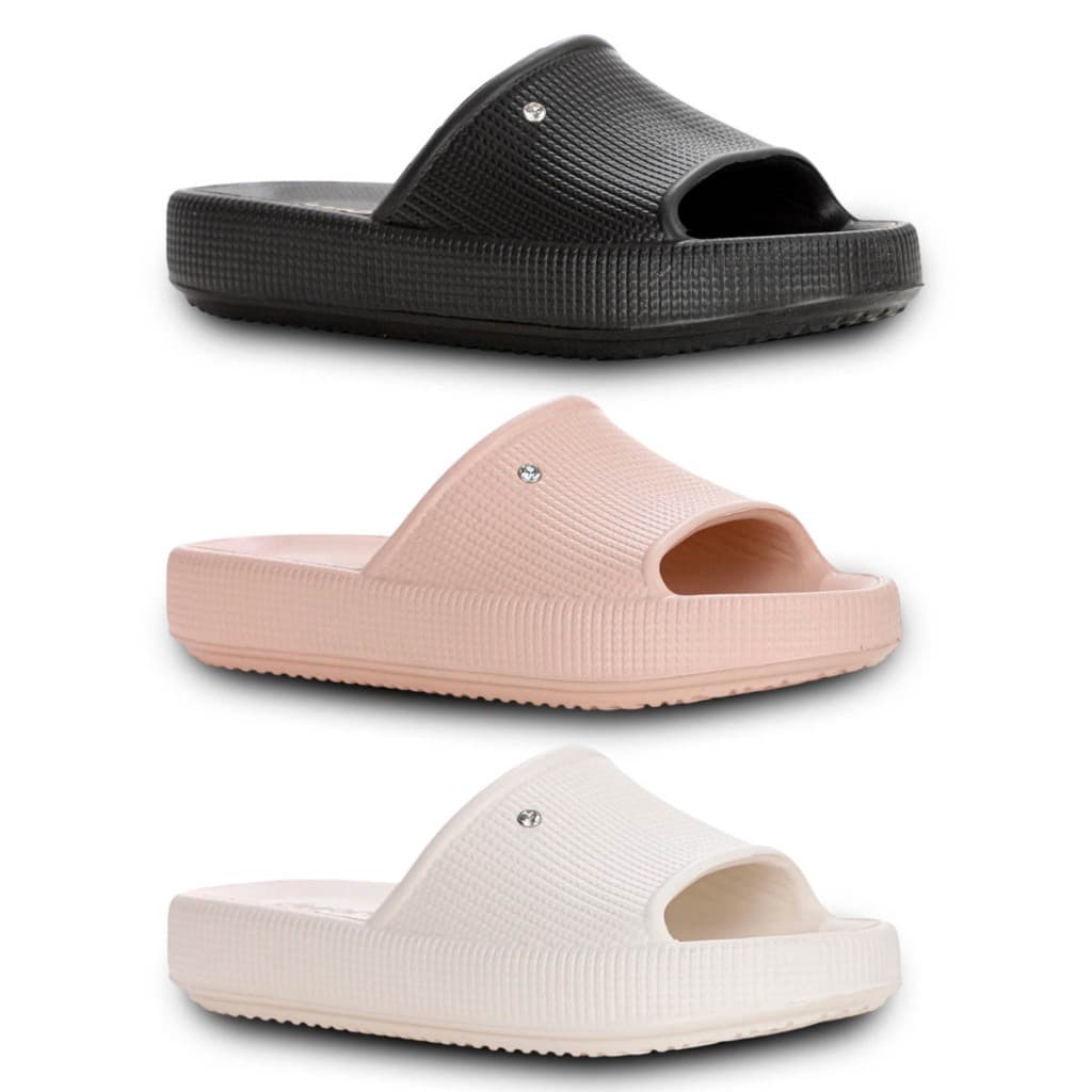 Sandália Slide Dijean 288 Nude Claro Feminina Com Pingente Brilho Luxo