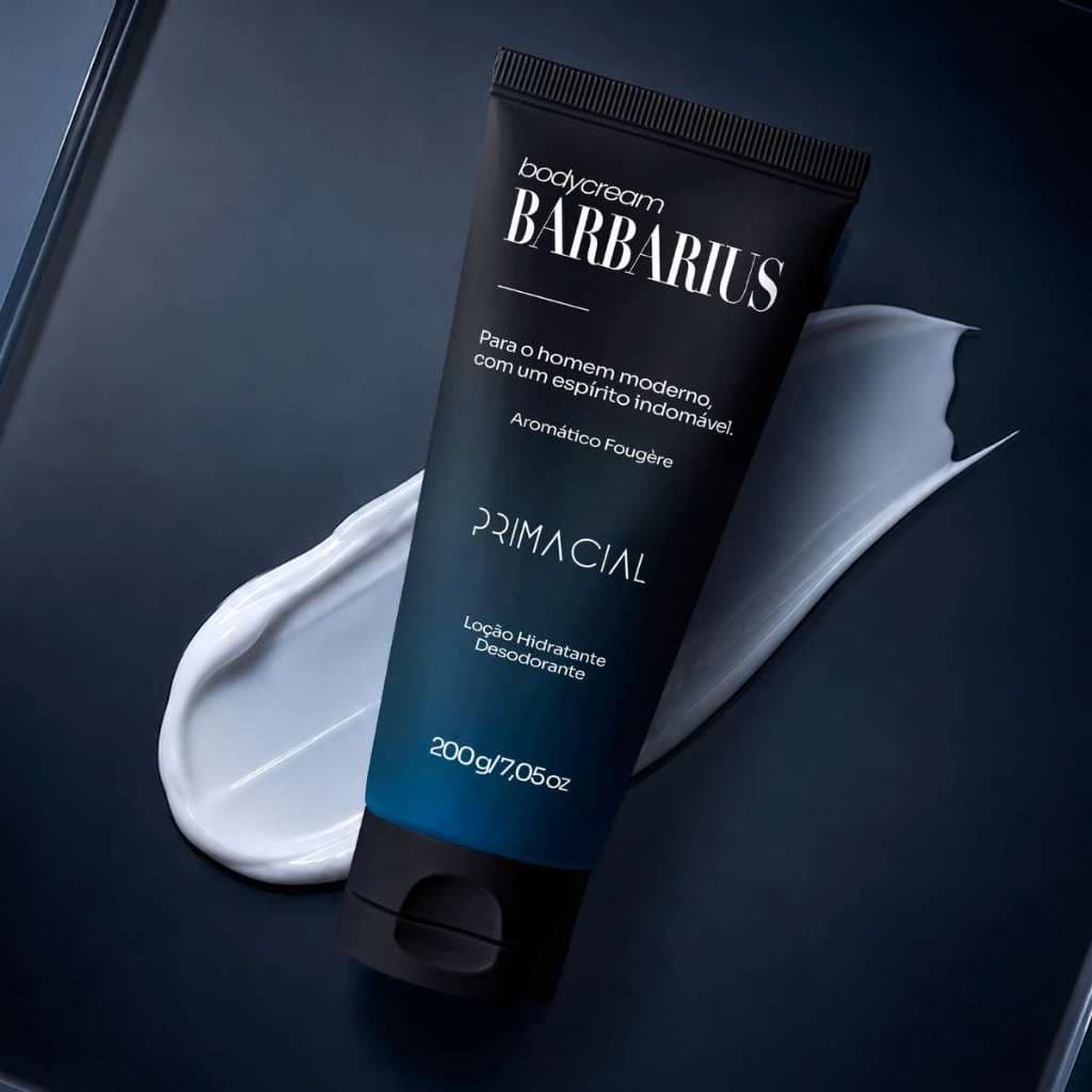 HIDRATANTE DESODORANTE BARBARIUS MASCULINO 200G - PRIMACIAL PERFUME AMADEIRADO AROMÁTICO
