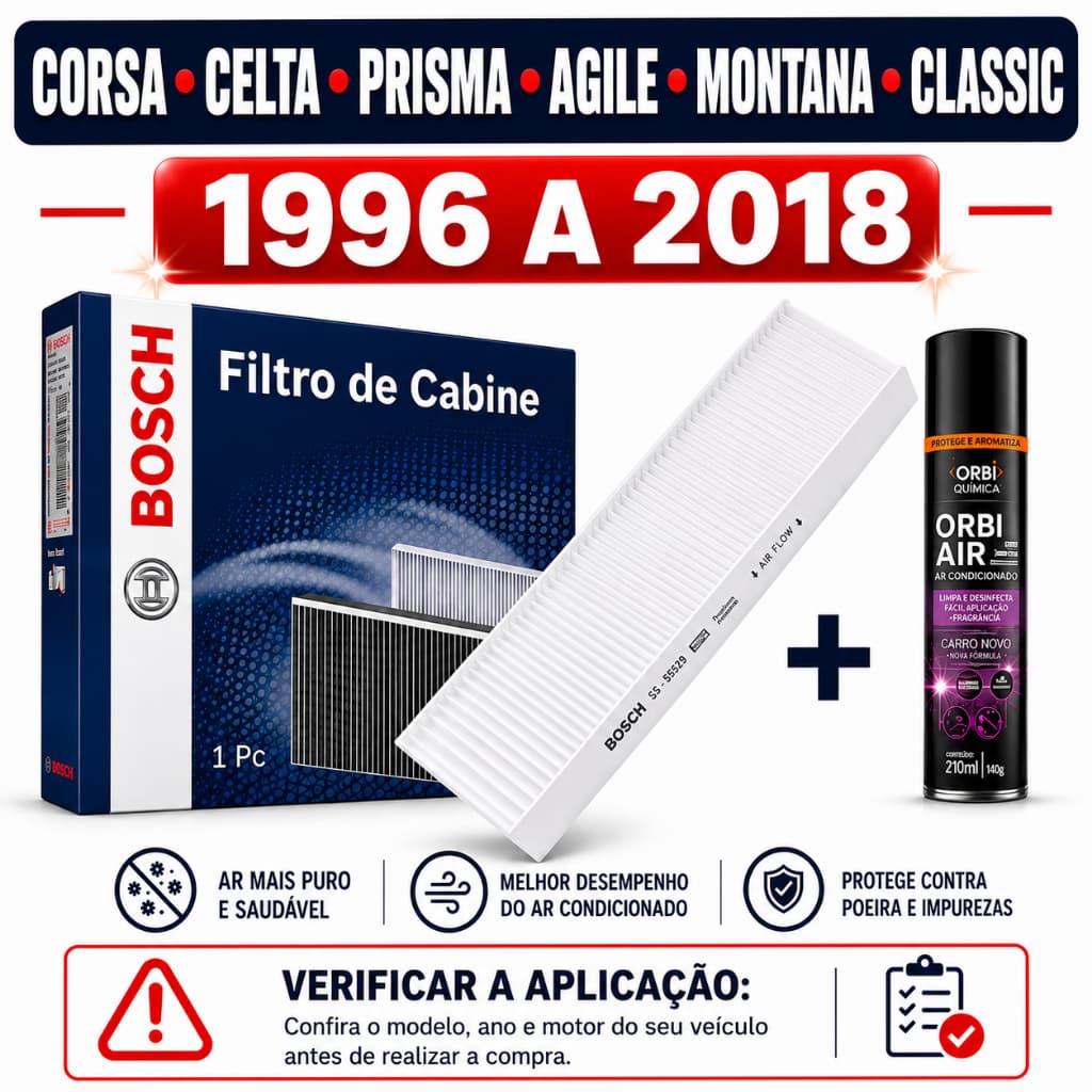 Filtro Ar Condicionado Corsa Celta Prisma Agile Montana Classic + Higinizador