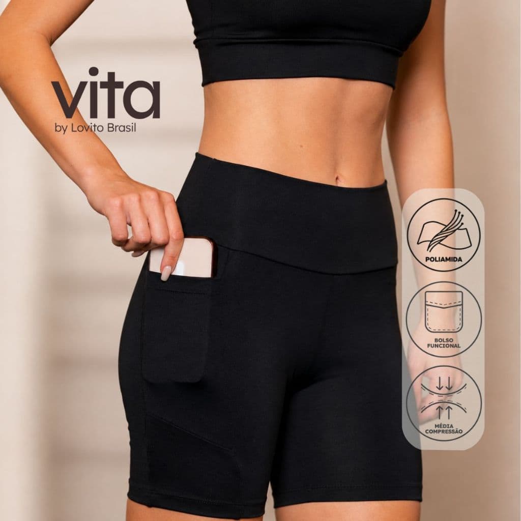 Lovito Vita Bermuda Ciclista Esportiva Feminina Com Bolsos Lisa SSB20002030