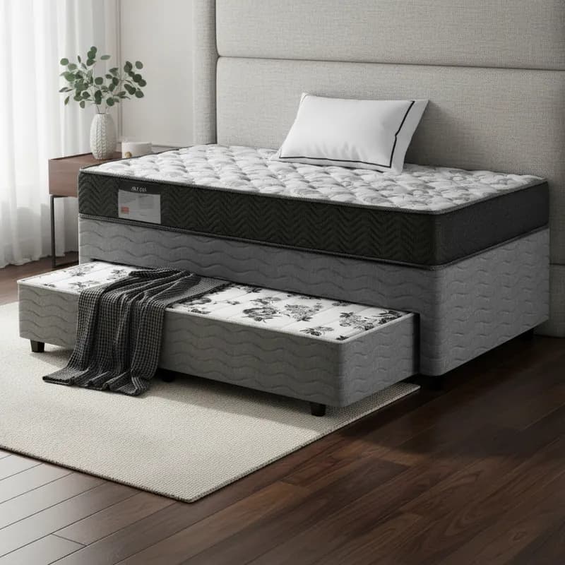 Cama Box Bicama com Colchão de Espuma D33 Ortobom ISO 100 + Auxiliar de Espuma Unique Solteiro 88cm