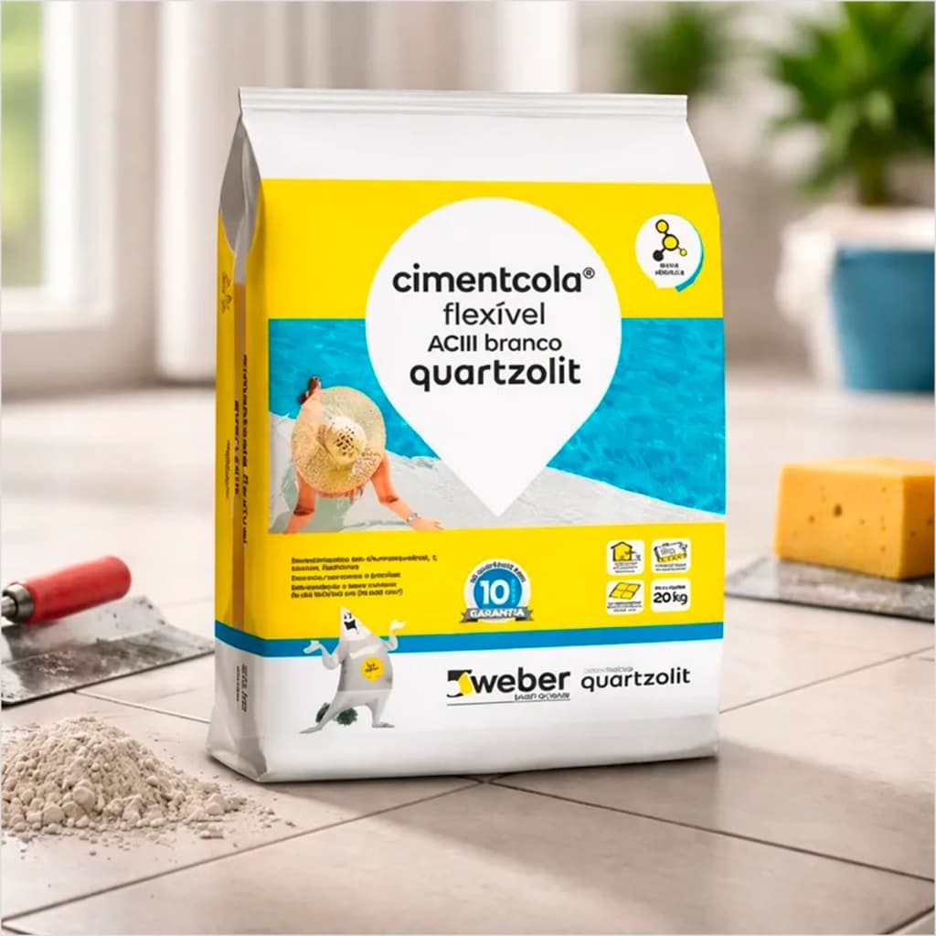 Argamassa Para Porcelanato Cimentcola Ac3 Quartzolit 20kg Branco