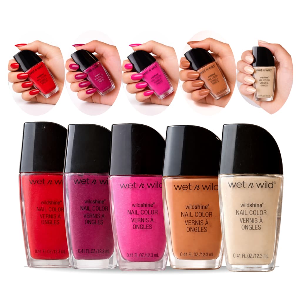 Kit 5 Esmaltes Cremoso Wet N Wild Alto Brilho Longa Duração Secagem Rápida Profissional