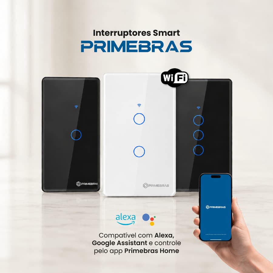 Interruptor Tomada Inteligente Touch Wi-Fi USB-C 4x2 Modular Vidro Temperado Automação Smart App Compatível Alexa Google