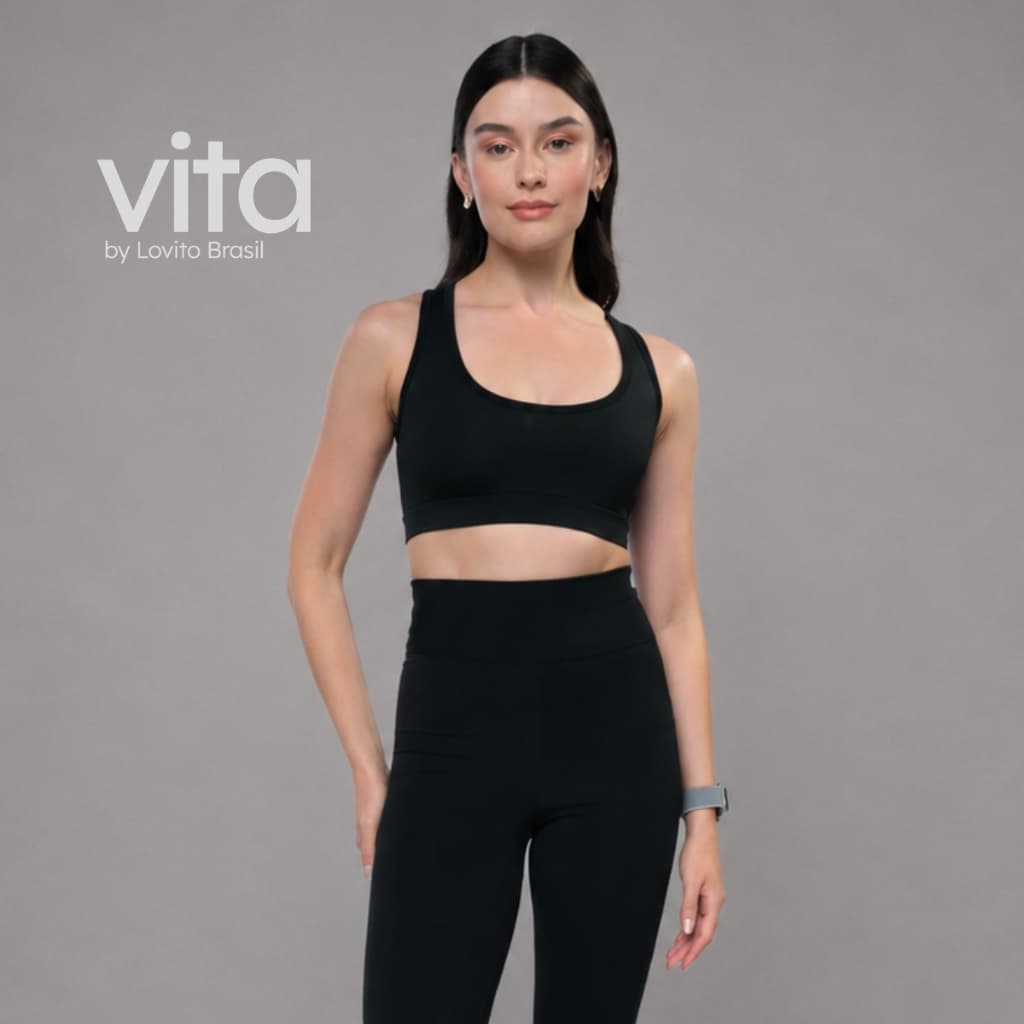 Lovito Vita Top Esportivo Básico Decote Nadador PKB15531583