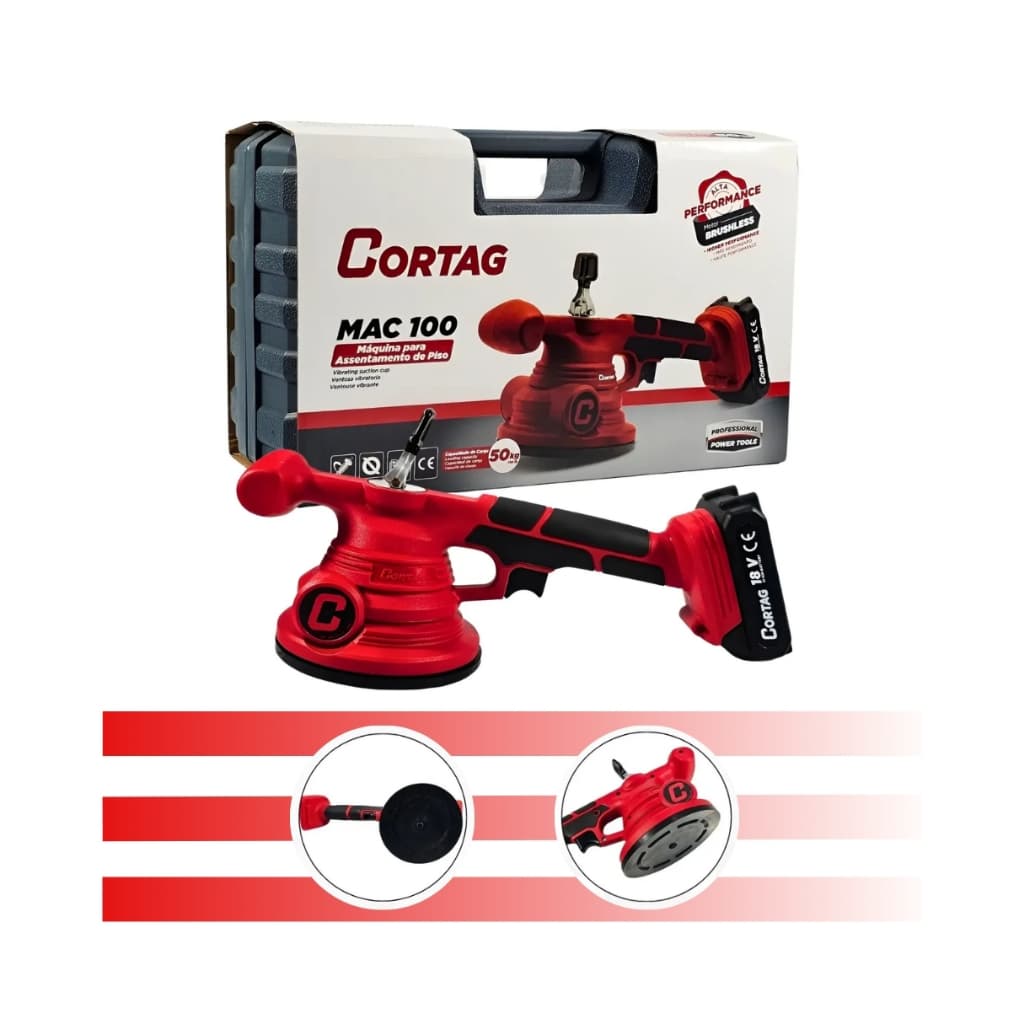 Máquina De Assentar Piso MAC-100, Kit Com Maleta E Bateria 18v 1,5ah Cortag