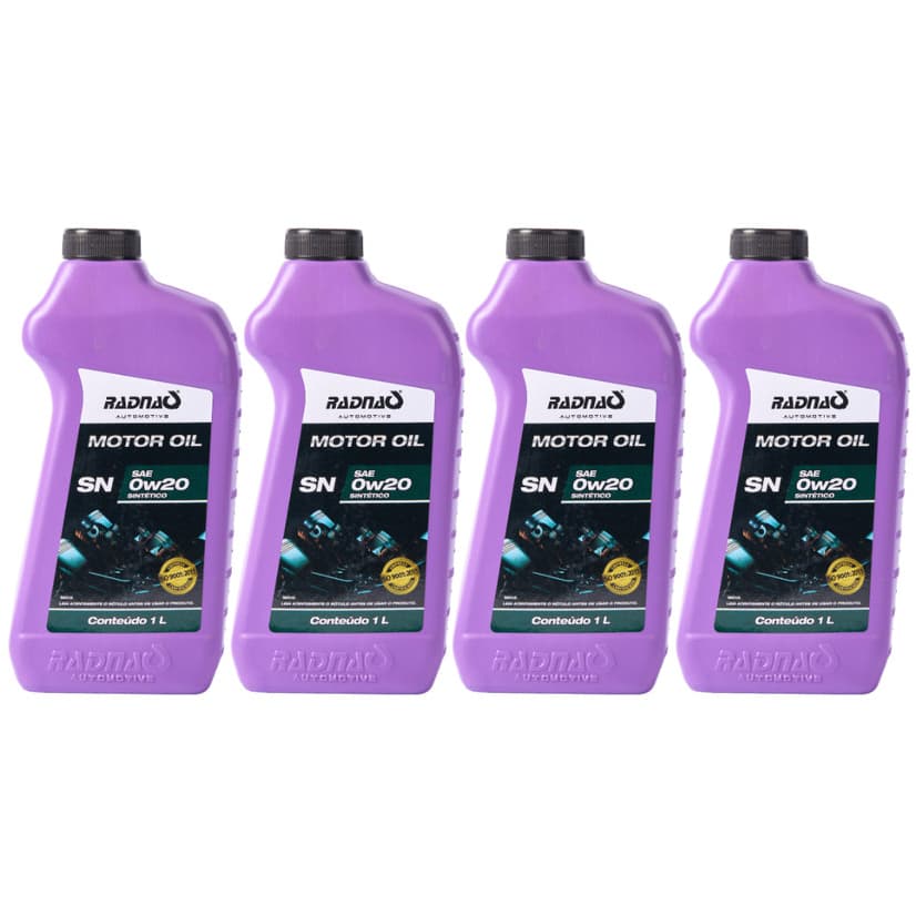 Kit 4L Óleo De Motor 0W20 API SN Sintético Radnaq 1 Litro