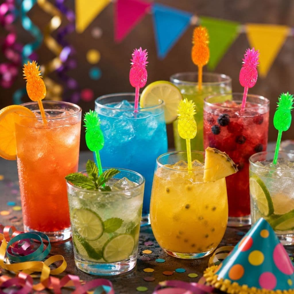 12 Unidades Mexedor Misturador De Drink Abacaxi Colorido Neon Festa Coquetel Bebida Frutas Tropical