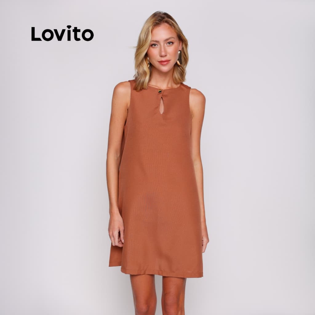 Lovito Vestido Feminino Curto Evasê DRB17611791
