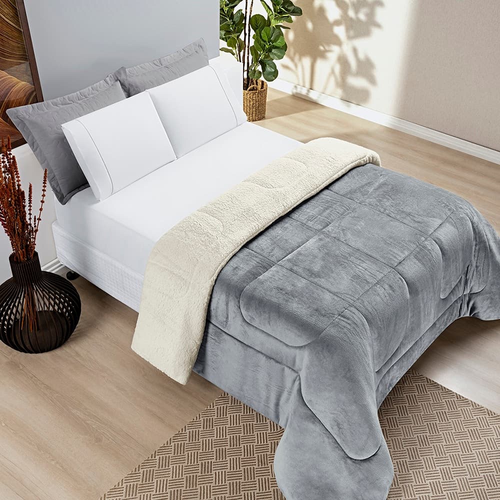 Coberdrom King Premium Dupla Face Manta com Sherpa Ultra Quentinho e Macio