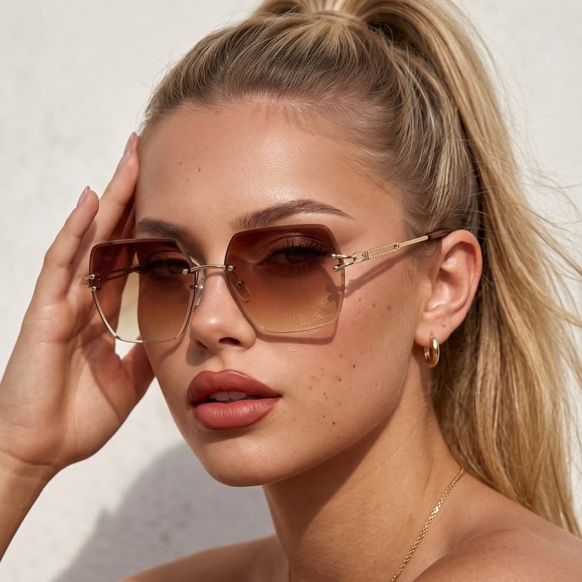 Óculos de Sol Capri Quadrado Grande Premium Tendencia Blogueira Virginia uv400 Unissex