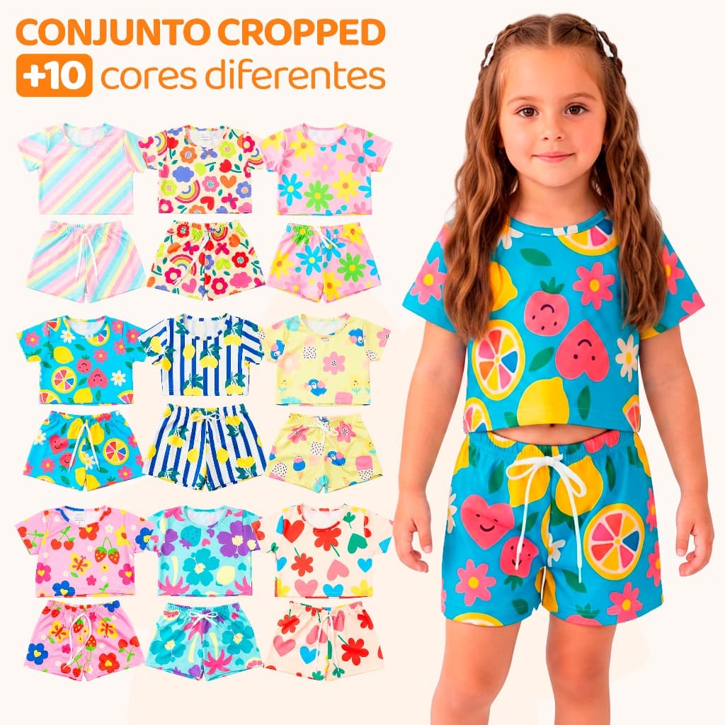 Kit 6 Peças de Conjunto Cropped Infantil Menina Moda Praia Verão Roupa Infantil Feminina de Carol Fresquinha