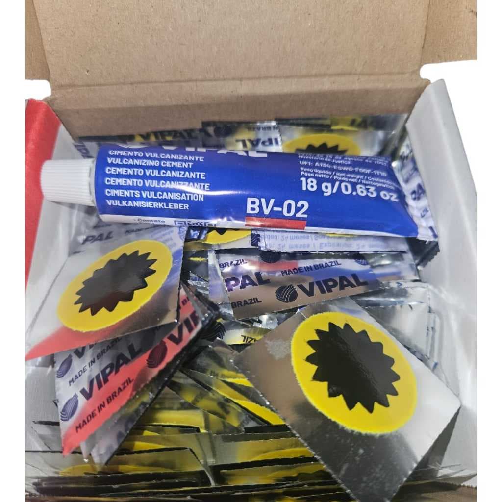 Kit 30 remendos R00 + 1 cola BV-02 18gr - de bicicleta e moto camara VIPAL ORIGINAL