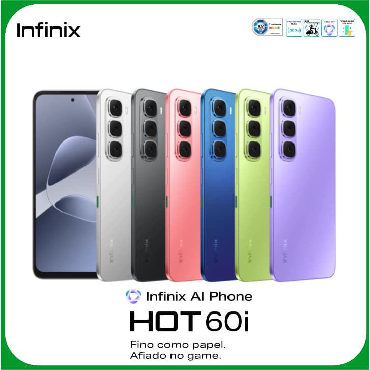 Celular Smartphone Infinix HOT 60i Dual Chip 4G Tela 6,7 pol. 4GB + 4GB RAM 256 GB