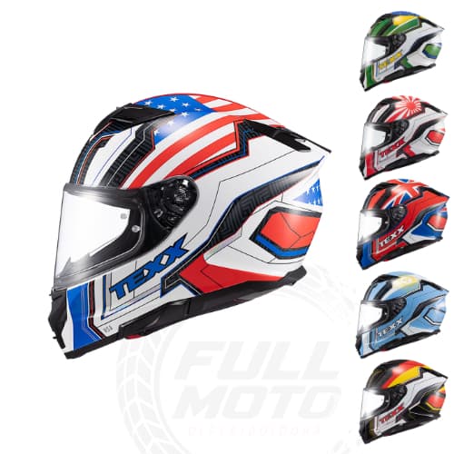 Capacete Texx Kaiman Flag USA Estados Unidos Brasil Argentina Japão Alemanha UK Reino Unido Moto