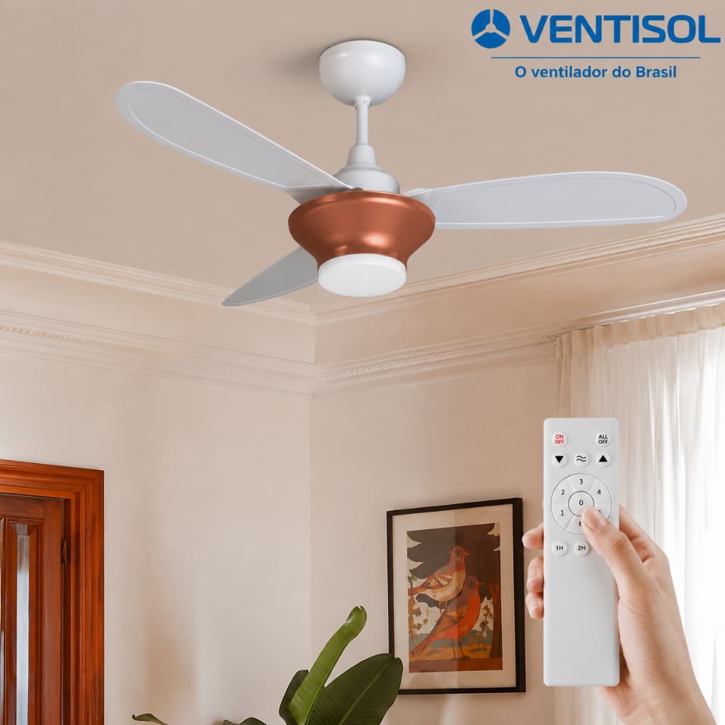 Ventilador de Teto Controle Remoto Ventilador Teto Com Luminária Ventilador de Teto Branco Ventisol