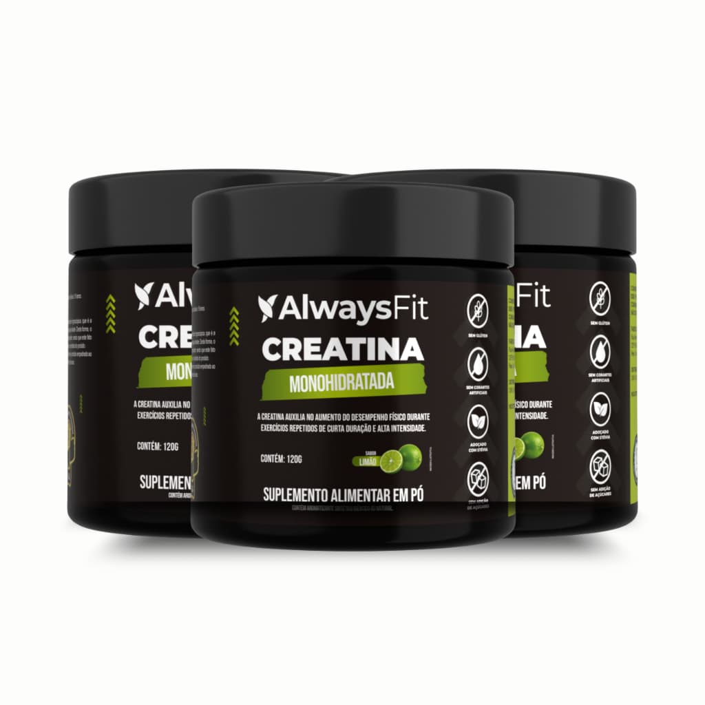Creatina Sabor Limão Always Fit – Creatina Monohidratada – 120g - 3 Unidade