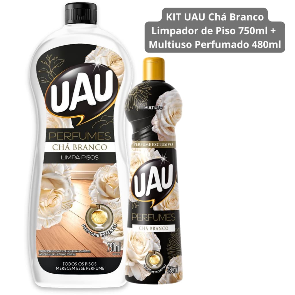 KIT UAU Chá Branco – Limpador de Piso 750ml + Multiuso Perfumado 480ml