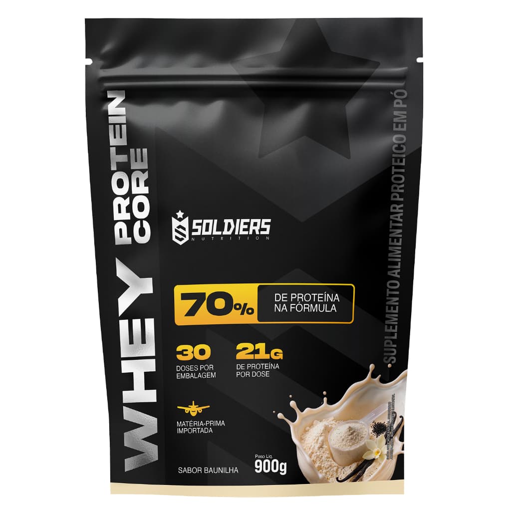 Whey Core 70% de Proteína Concentrada -   900g - Soldiers Nutrition