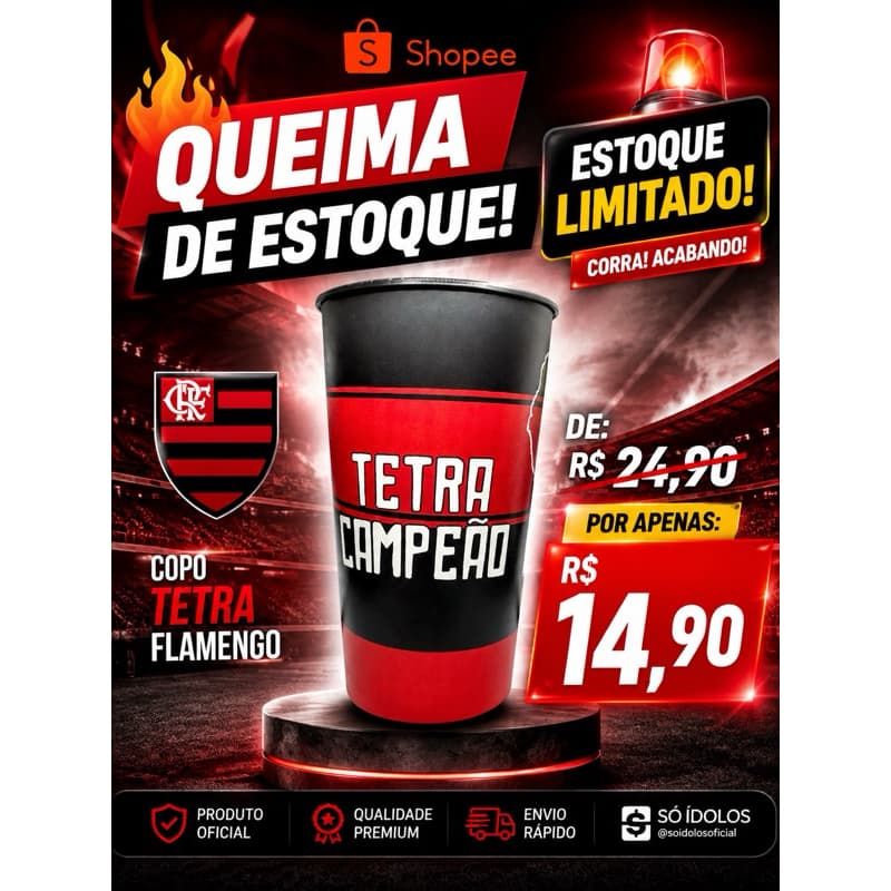 Copo Flamengo 550ml Oficial – Tetra Campeão