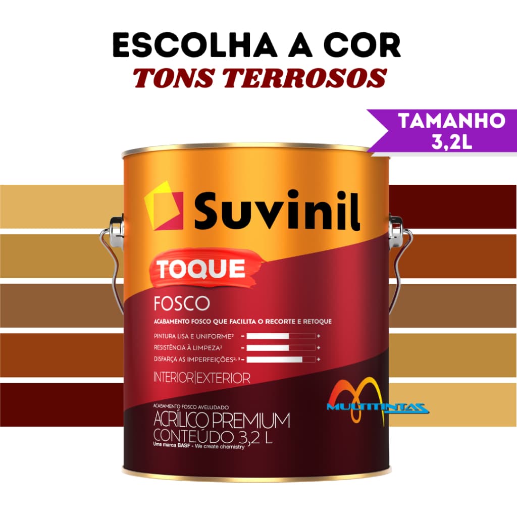Tinta Acrílica Fosco 3,2l Tons Terrosos Parede Toque Fosco Suvinil