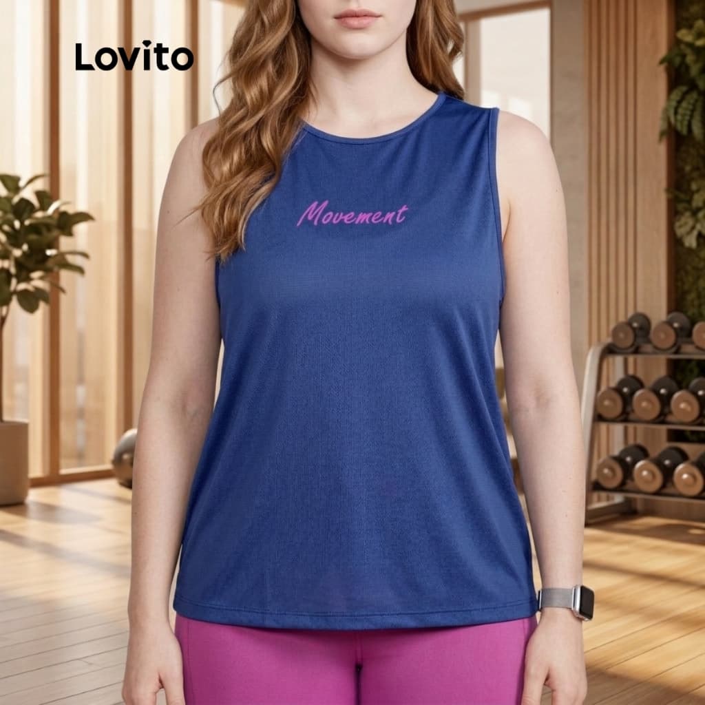 Lovito Regata Esportiva Feminina Moda Plus Size BRPKB1453BRL1483