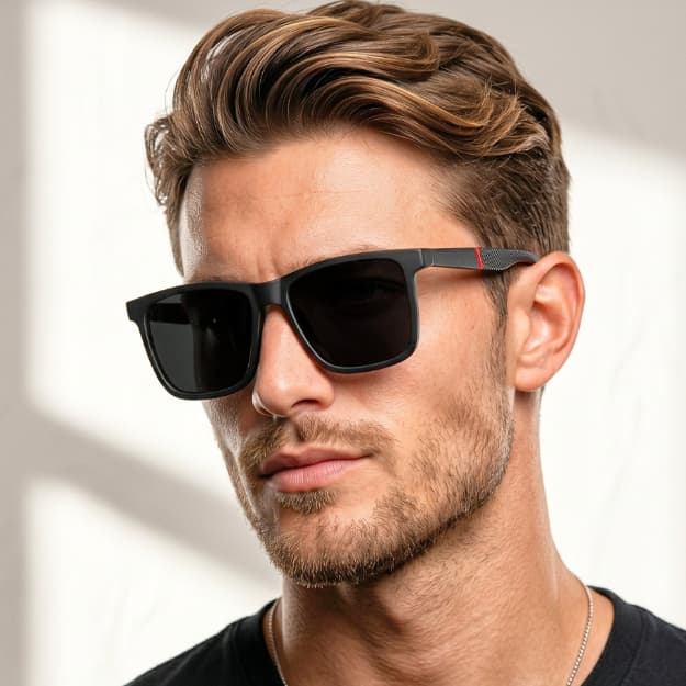 Óculos de Sol Quadrado Dark Premium Polarizado Moderno Vintage Luxo Mais Vendido uv400 Masculino