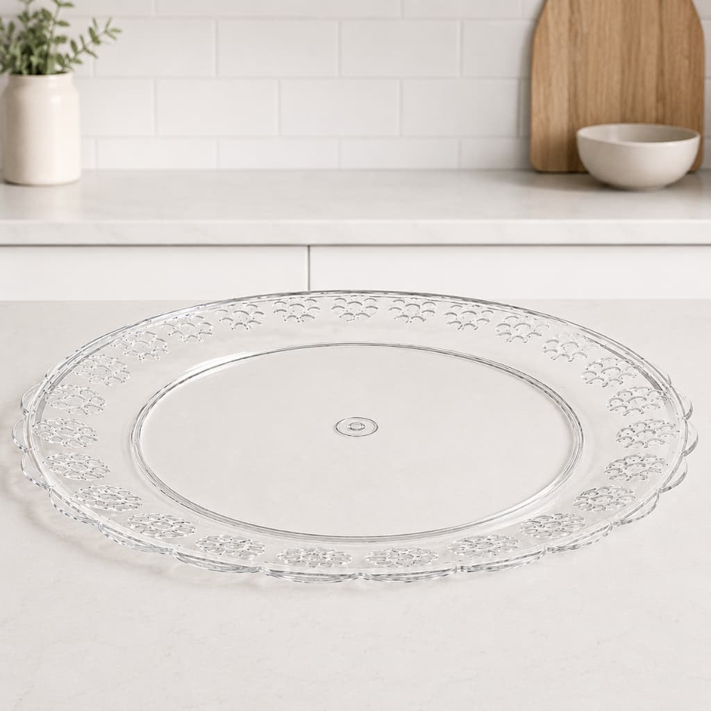 Bandeja Redonda Prato 27CM Cristal Três Triângulos